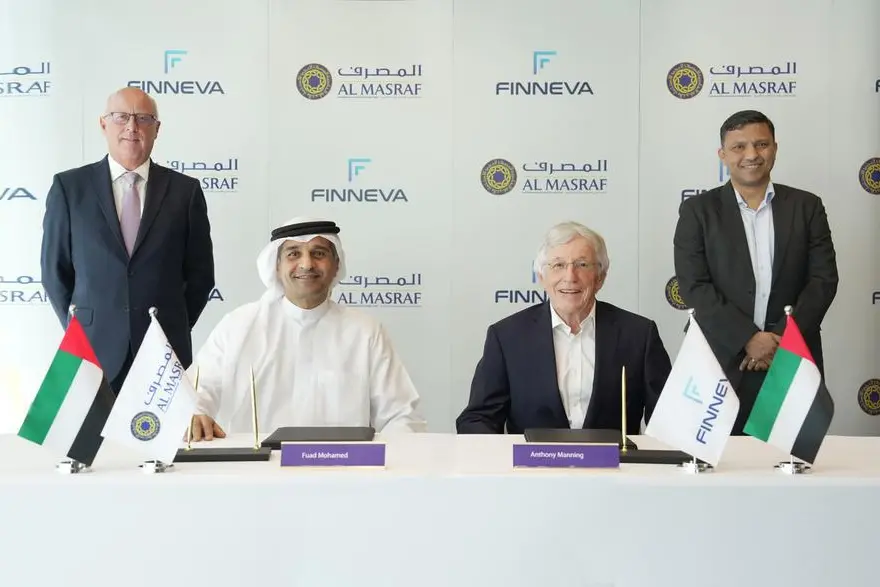 Mark Emmerson Head - Global Transaction Banking - Fuad Mohamed, CEO Al Masraf - Anthony Manning - General Manager & Director Finneva - Vikas Jha , Managing Director Finneva. Image Courtesy: Al Masraf