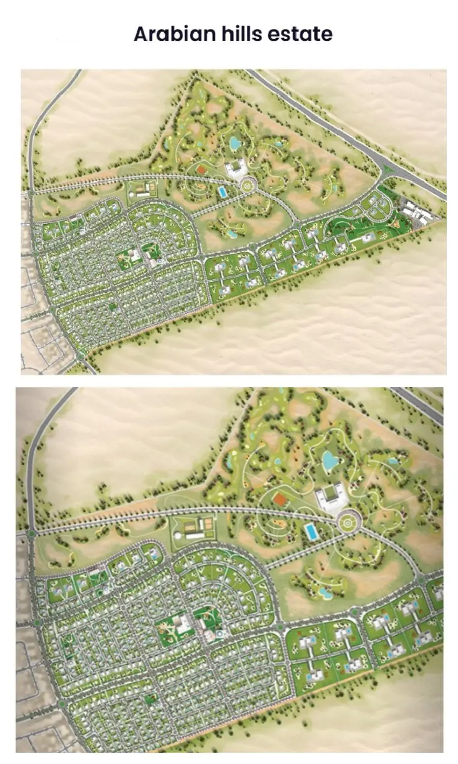 An image representing Arabian Hills on the Dari portal. Bottom: An image representing Wahat Al Zaweya on the original Wahat Al Zaweya website. Images courtesy Arabian Hills/Wahat Al Zaweya. Image courtesy: Arabian Hills Estate