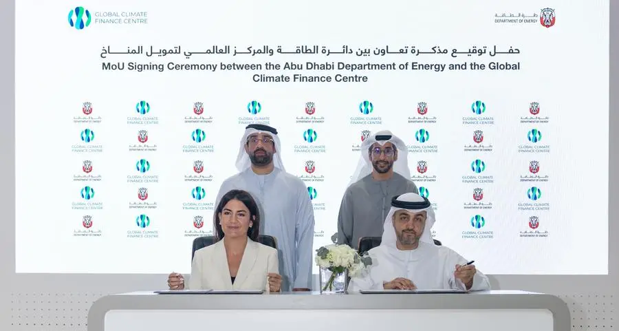 دائرة الطاقة في أبوظبي والمركز العالمي لتمويل المناخ يوقعان مذكرة تفاهم بشأن كفاءة الطاقة والمياه والتمويل المناخي