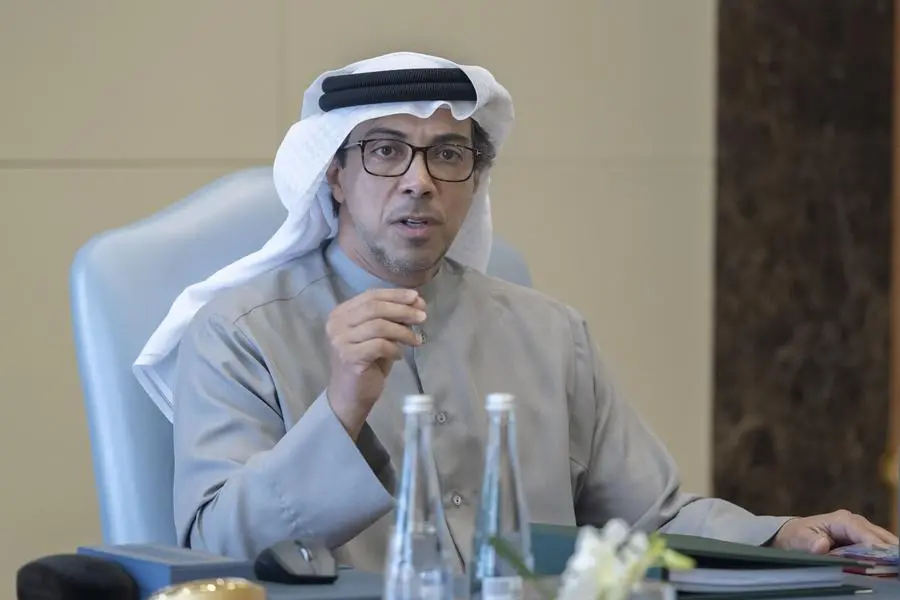 Mansour bin Zayed chairs Abu Dhabi Fund for Development board meeting. Image courtesy: WAM