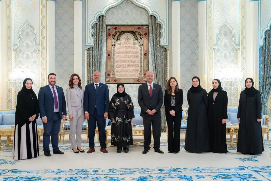 جواهر القاسمي تستقبل الدكتور برهم صالح في الشارقة ويبحثان آفاق التعاون الإنساني العالمي