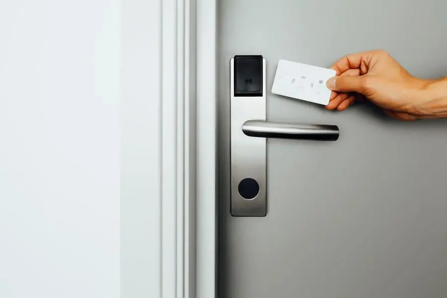 Entering a hotel room with electronic lock and keycard. Image used for illustrative purpose. Getty Images , Getty Images