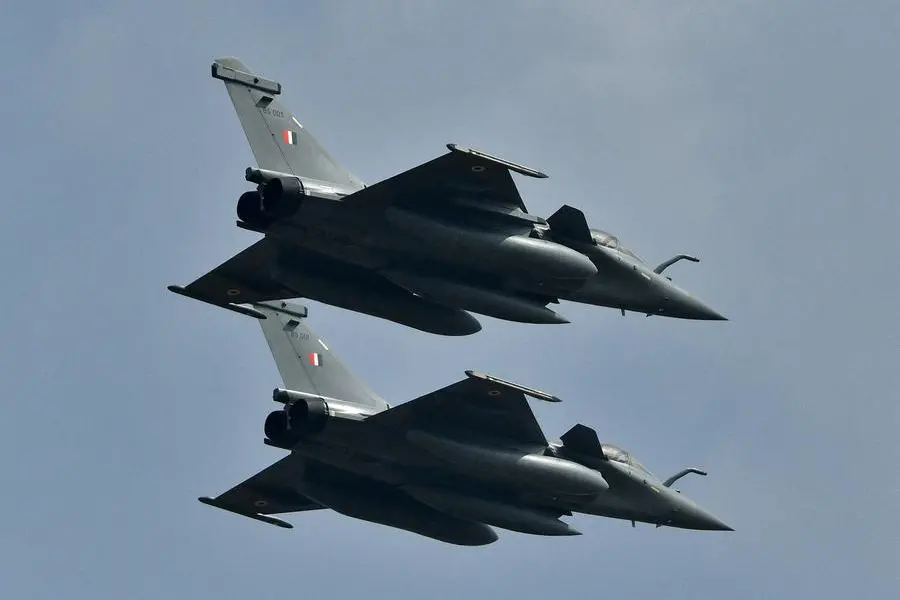 Indian Air Force\\'s Rafale fighter jets fly past during the \"Aero India 2021\" air show at Yelahanka air base in Bengaluru, India, February 3, 2021. REUTERS/Samuel Rajkumar. , Reuters