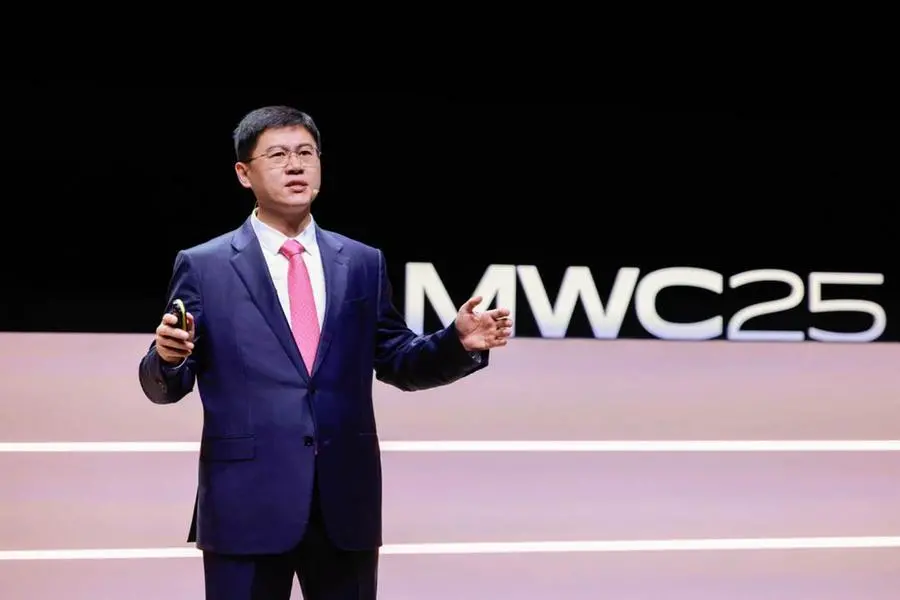 Li Peng, Huawei\\'s Corporate Senior Vice President and President of ICT Sales & Service, speaking at MWC Barcelona 2025. Image Courtesy: Huawei