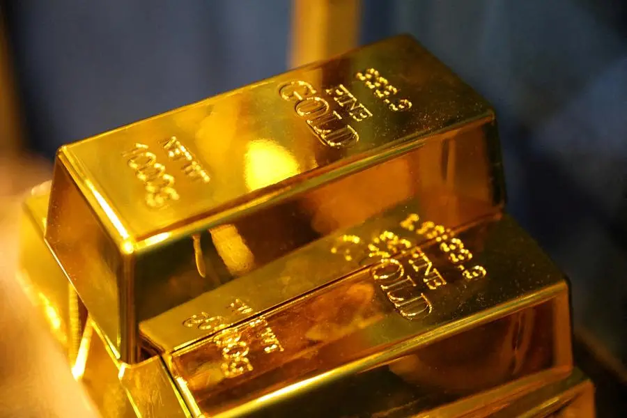 FILE PHOTO: Gold bar replicas are displayed at the Prospectors and Developers Association of Canada (PDAC) annual conference in Toronto, Ontario, Canada March 7, 2023. REUTERS/Chris Helgren. Image used for illustration. , Reuters
