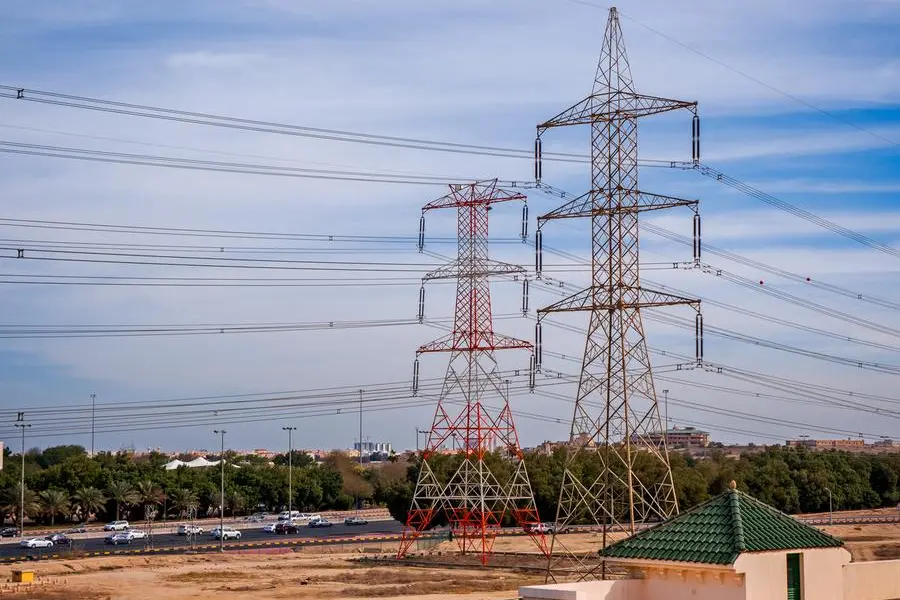 Electric grid network power high voltage transmission lines, Kuwait City. Image used for illustrative purpose. Getty Images , Getty Images