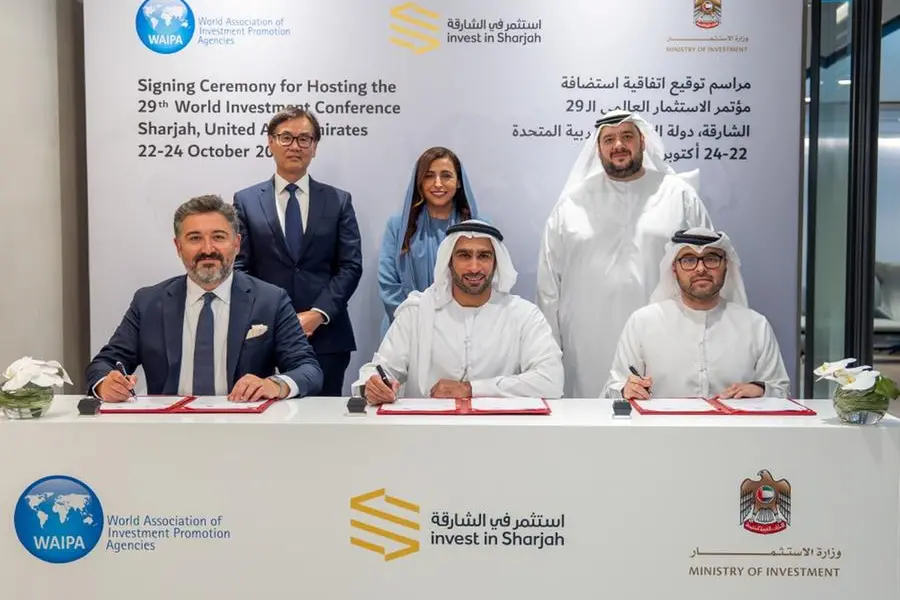 Sheikha Bodour bint Sultan Al Qasimi during the signing ceremony for hosting the 29th World Investment Conference in Sharjah. Image Courtesy: Invest in Sharjah