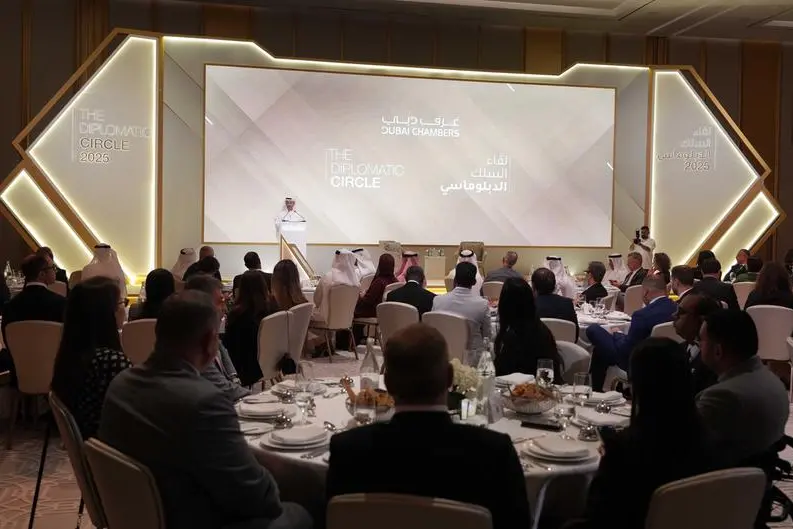 H.E. Eng. Sultan bin Saeed Al Mansoori speaking at Diplomatic Circle event. Image Courtesy: Dubai Chambers