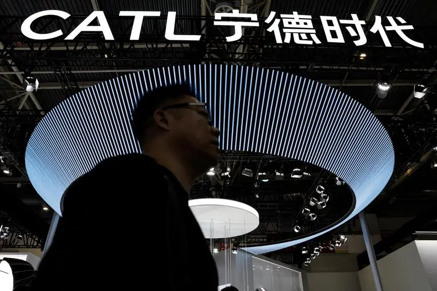FILE PHOTO: A sign of battery manufacturer CATL is pictured at its booth the Beijing International Automotive Exhibition, or Auto China 2024, in Beijing, China, April 25, 2024. REUTERS/Tingshu Wang. , Reuters