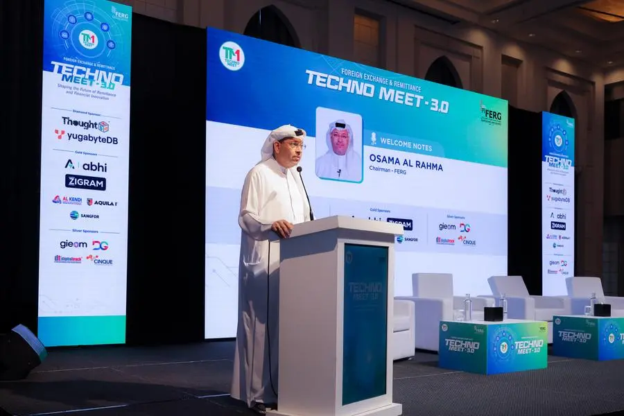 Osama Al Rahma, Chairman of FERG, speaking at the third edition of its flagship event, TECHNO MEET. Image Courtesy: Foreign Exchange and Remittance Group