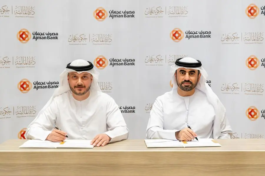 The Department of Finance in Ajman has signed a strategic partnership agreement with Ajman Bank. Image Courtesy: Department of Finance