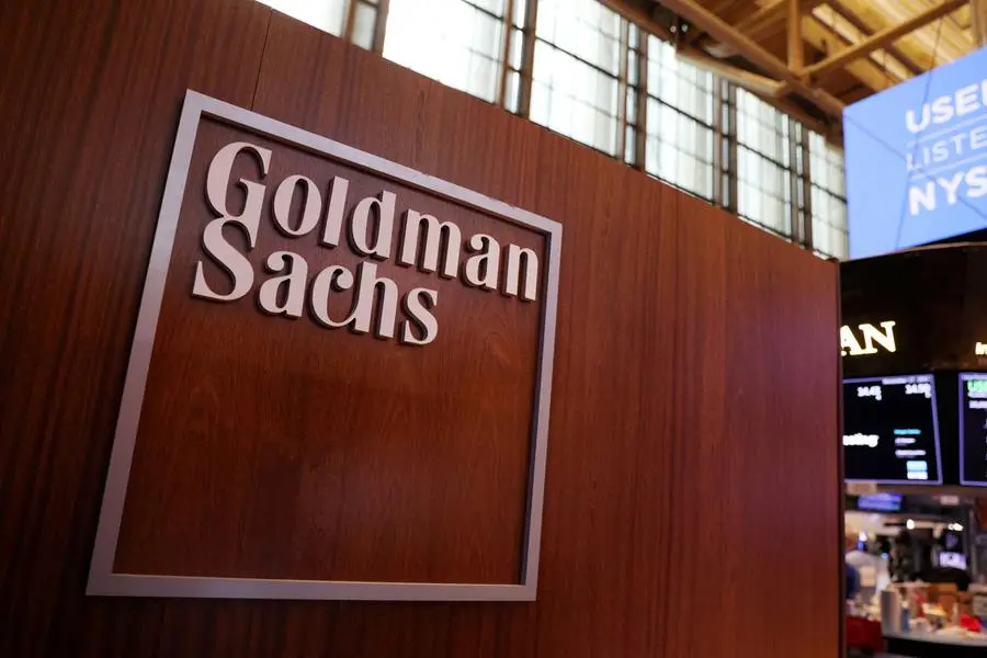 FILE PHOTO: The logo for Goldman Sachs is seen on the trading floor at the New York Stock Exchange (NYSE) in New York City, New York, U.S., November 17, 2021. REUTERS/Andrew Kelly/File Photo , Reuters/Reuters