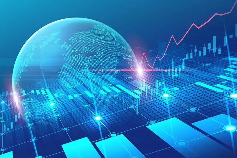 World map with graph in futuristic concept suitable for financial investment or Economic trends business idea and all art work design. Abstract finance background. Image used for illustrative purpose. Getty Images , Getty Images