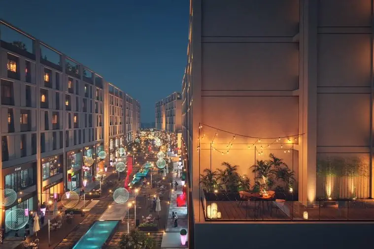 Rendering of Bab Misr mixed-use project which includes 17 commercial, administrative, residential, and medical buildings.