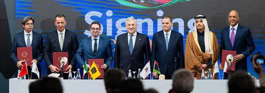 Ammar Kanaan Chief Executive Officer, Terminal Investment Limited (TiL) Muhsin Sigutri, Chairman Misurata Free Zone Diego Aponte, President MSC Group Antonio Tajani, Deputy Prime Minister and Minister of Foreign Affairs and International Cooperation of the Italian Republic Abdul Hamid Dbeibah, Prime Minister of the Government of National Unity of Libya Sheikh Mohammed bin Abdulrahman bin Jassim Al Thani, Prime Minister and Minister of Foreign Affairs of the State of Qatar Aboobacker Manattukundayil, President, Maha Capital Partners. Image source: Misurata Free Zone Authority