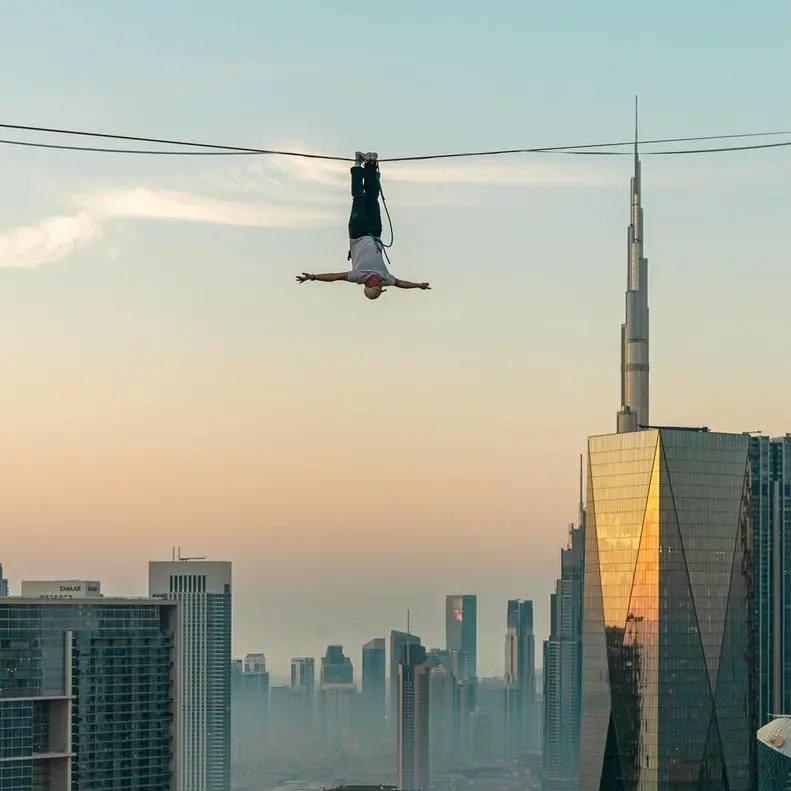 Slackline athlete Jaan Roose delivers stunning world-first with walk between Jumeirah Emirates Towers at a 224-m height