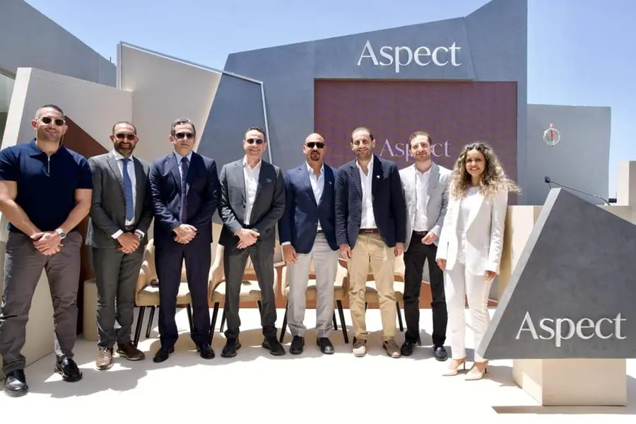 Executives from ASPECT, Inversion, Grid and UDesign Holding at the project launch of Jade and Blue residential compound in New Cairo