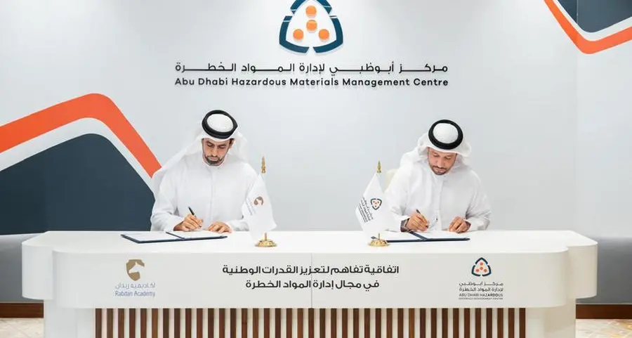 Abu Dhabi Hazardous Materials Management Center and Rabdan Academy sign MoU