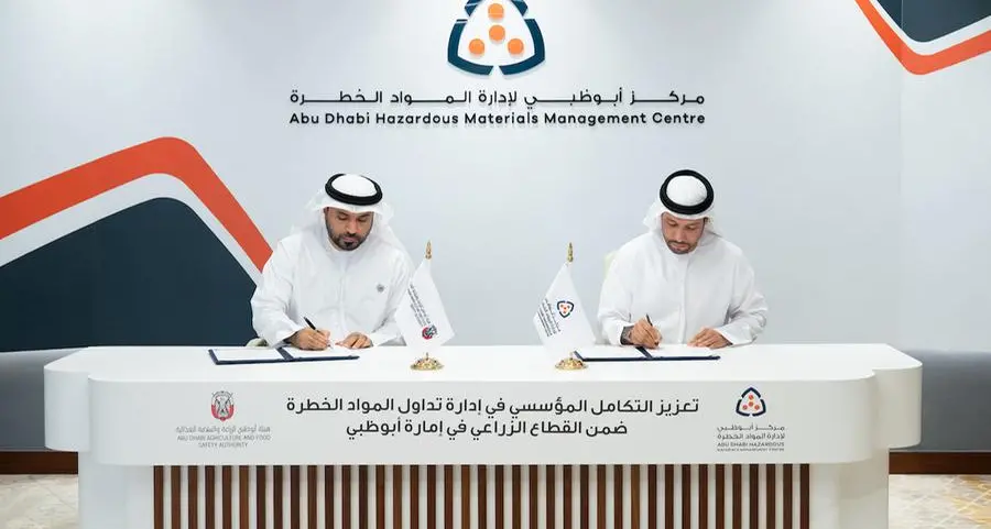 “Abu Dhabi Hazardous Materials Management Centre” and the “Abu Dhabi Agriculture and Food Safety Authority” sign a comprehensive MoU