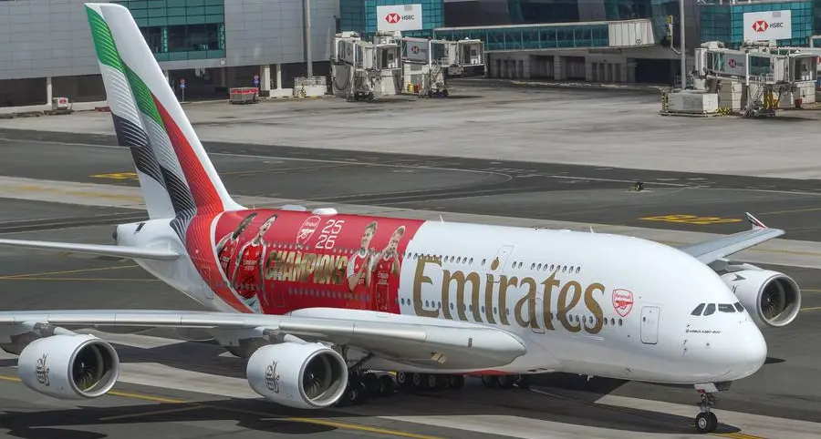 The Emirates A380 dons its Gunners kit