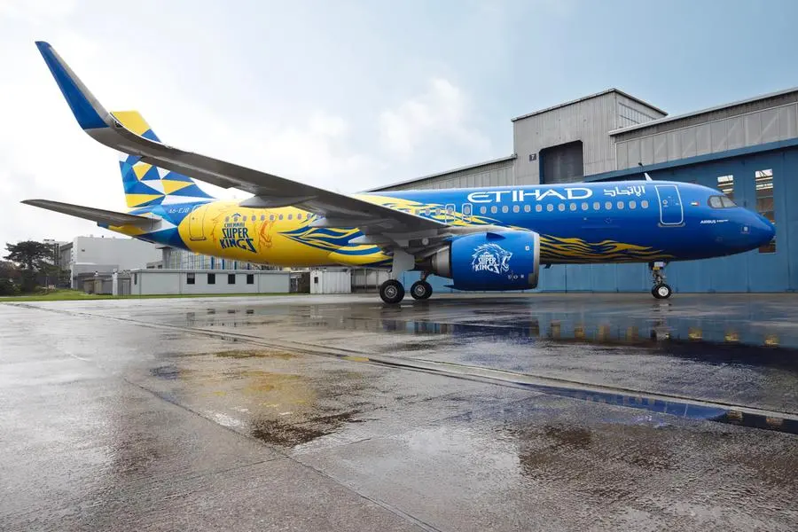 Etihad celebrates striking CSK livery on debut Chennai flight