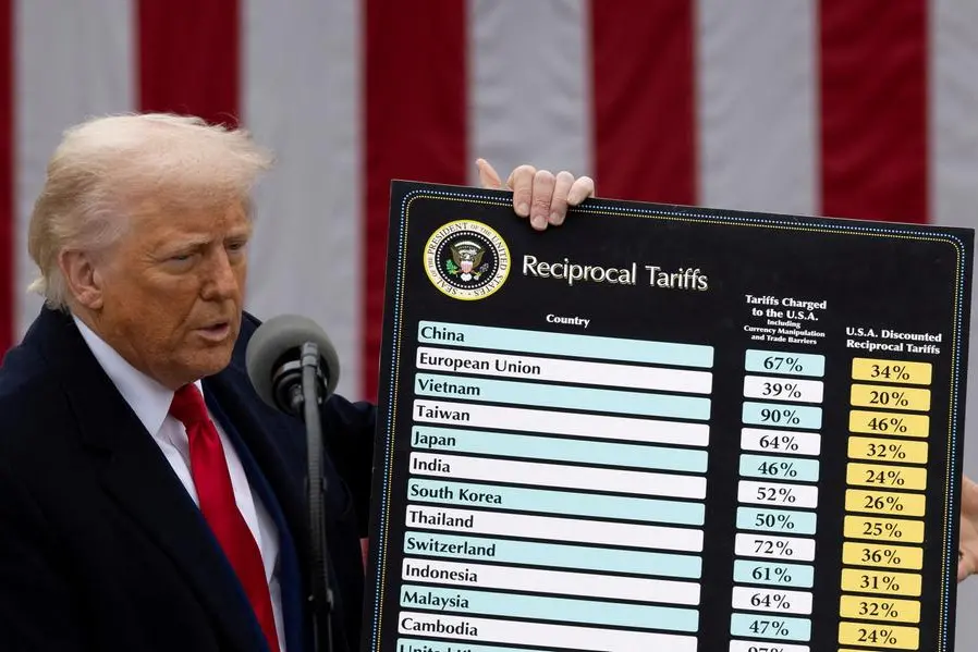 FILE PHOTO: U.S. President Donald Trump delivers remarks on tariffs in the Rose Garden at the White House in Washington, D.C., U.S., April 2, 2025. REUTERS/Carlos Barria. , Reuters