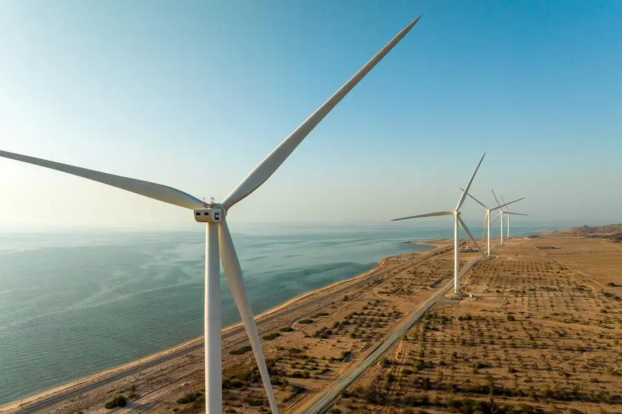 FILE PHOTO: A wind farm is seen in this undated handout image released on October 5, 2023 in Sir Bani Yas Island in Abu Dhabi, United Arab Emirates. Abu Dhabi Future Energy Company PJSC \\u2013 Masdar/Handout via REUTERS. Image used for illustrative purpose. , via REUTERS