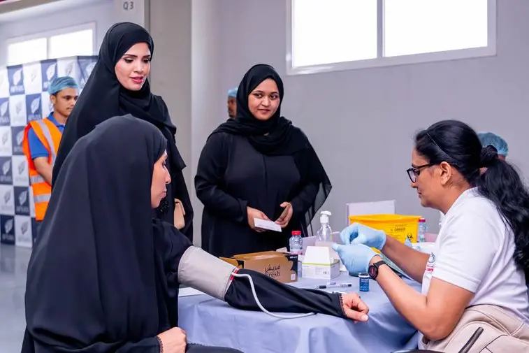 Ajman Chamber medical screening campaign for workers at Afnan Perfumes factory. Image Courtesy: Ajman Chamber