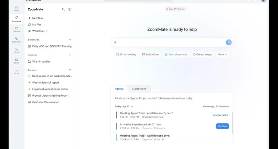 \"زووم\" تطرح وكلاء مدعومين بالذكاء الاصطناعي ضمن ZoomMate وZoom AI On-Prem للمؤسسات الكبرى