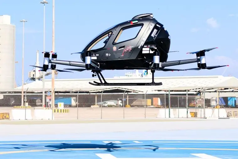 Abu Dhabi Investment Office (ADIO), in collaboration with EHang and Multi Level Group (MLG), has hosted a landmark test flight of a passenger electric vertical take-off and landing (eVTOL) aircraft as part of a public demonstration in the emirate. Image Courtesy: ADIO