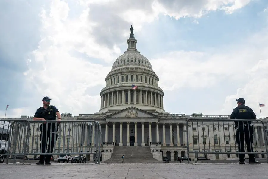 Members of the U.S. Capitol Police guard a check point near the U.S. Capitol after the Department of Homeland Security (DHS) issued a National Terrorism Advisory System (NTAS) bulletin following the weekend missile strikes on three Iranian nuclear sites, in Washington, D.C., U.S., June 25, 2025. REUTERS/Nathan Howard. , Reuters
