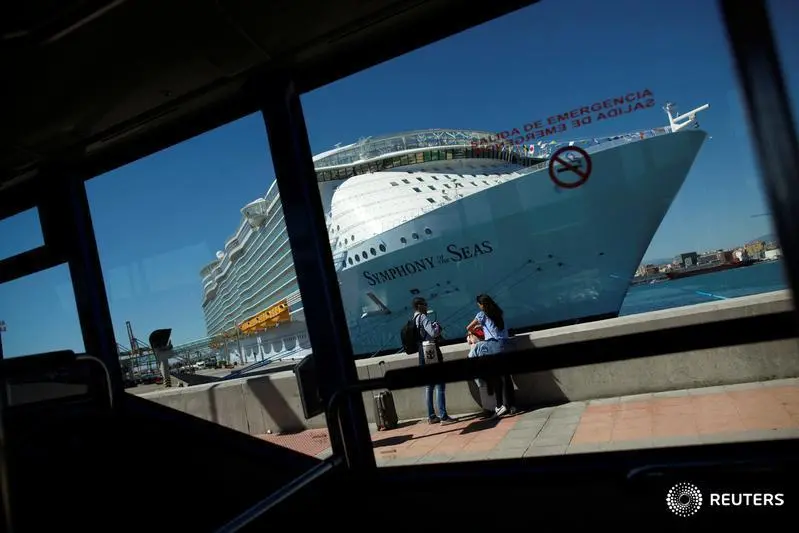 A view from a bus of the world\\'s largest cruise ship of Royal Caribbean Cruises, the 362-metre-long, Symphony of the Seas, during its world presentation ceremony at a port in Malaga, Spain March 27, 2018.  , Reuters Images/Jon Nazca 
