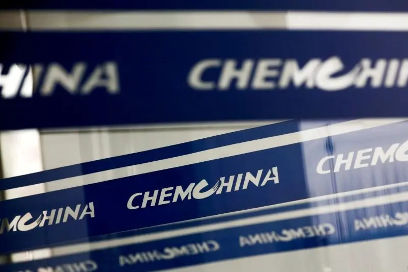 The company logo of China National Chemical Corp, or ChemChina, is seen at its headquarters in Beijing, China February 3, 2017. , Reuters Images/Thomas Peter