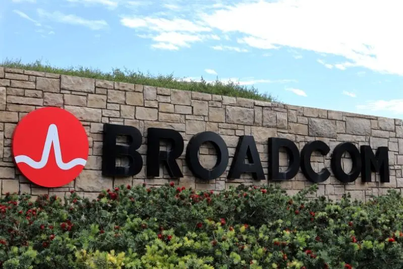 A sign to the campus offices of chip maker Broadcom Ltd is shown in Irvine, California, U.S., November 6, 2017. , Reuters Images/Mike Blake