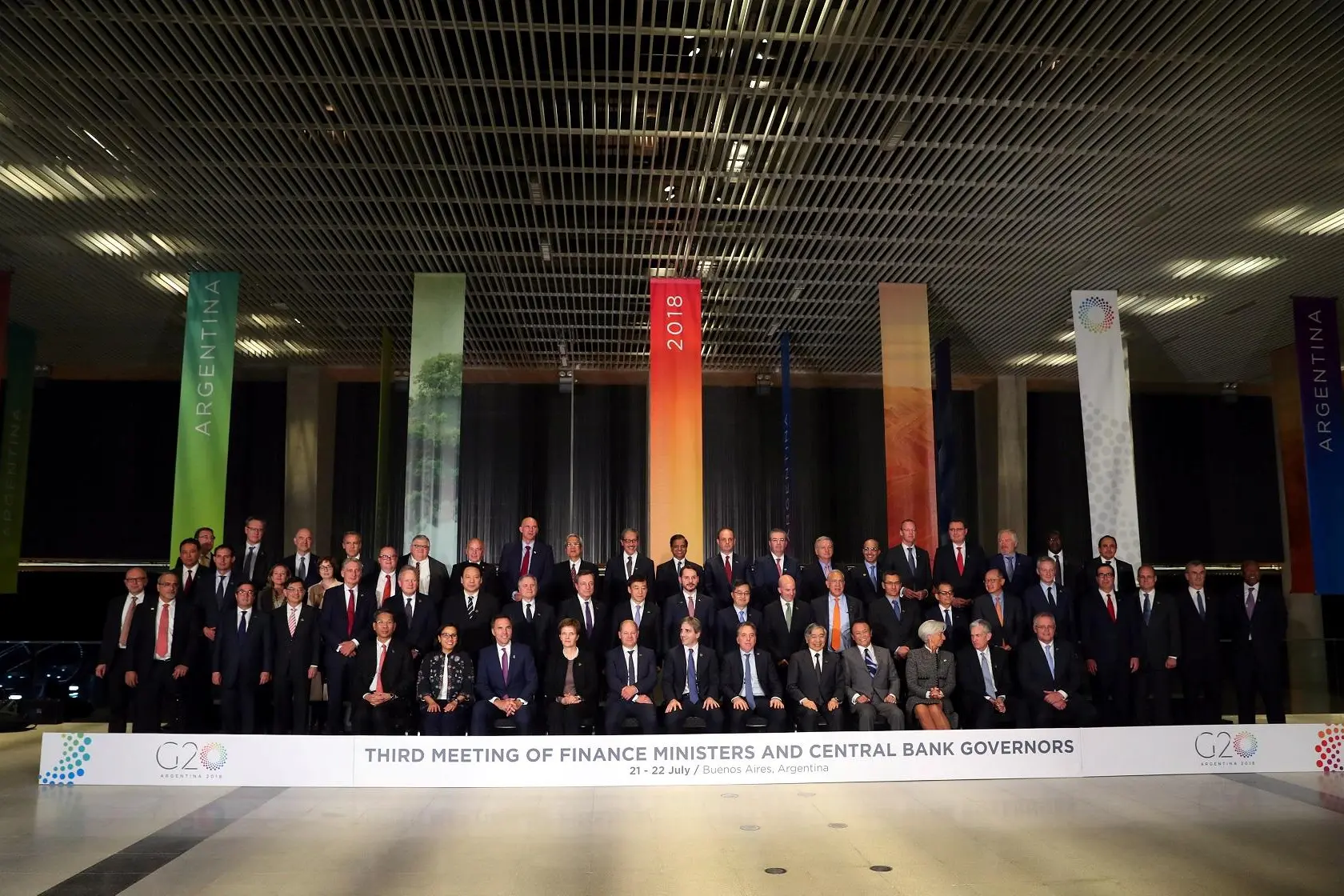 Finance ministers and Central Bank presidents pose for the official photo at the G20 Meeting of Finance Ministers in Buenos Aires, Argentina, July 21, 2018. , Reuters Images/Marcos Brindicci