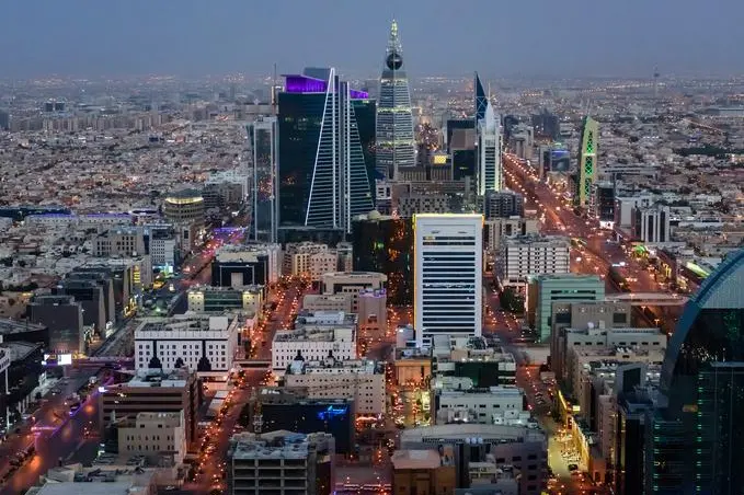 Image used for illustrative purpose. Aerial view of cityscape at night, Riyadh, Saudi Arabia. , Getty Images/Blend Images