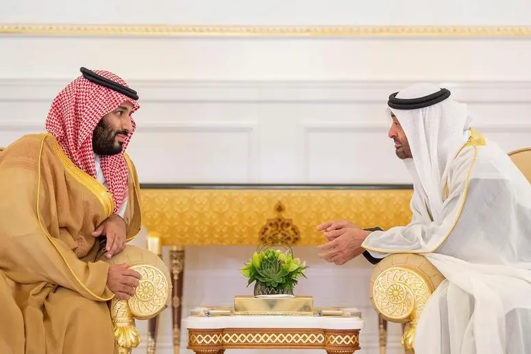 Abu Dhabi\\'s Crown Prince Sheikh Mohammed bin Zayed al-Nahyan talks with Saudi Arabia\\'s Crown Prince Mohammed bin Salman Al Saud in Abu Dhabi, UAE, November 22, 2018.  , Reuters Images/Handout.