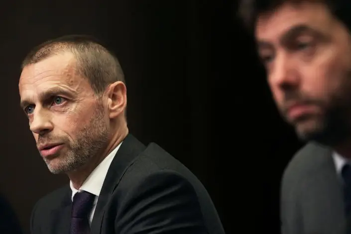 UEFA President Aleksander Ceferin and ECA Chairman Andrea Agnelli hold a news conference in Brussels, Belgium November 20, 2018.  , Reuters Images/Francois Walschaerts