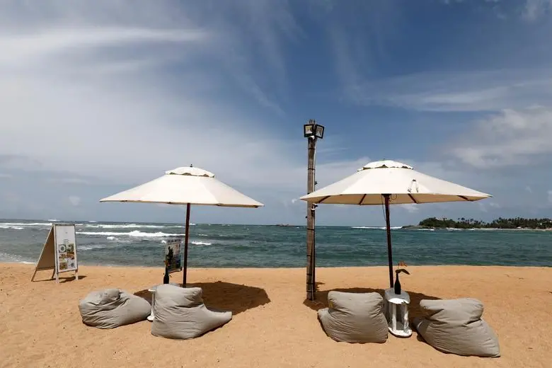An empty beach seen in front of the Pearl Divers, a diving school, at Unawatuna beach in Galle, Sri Lanka July 4, 2019. Picture taken July 4, 2019.  , Reuters Images/Dinuka Liyanawatte 