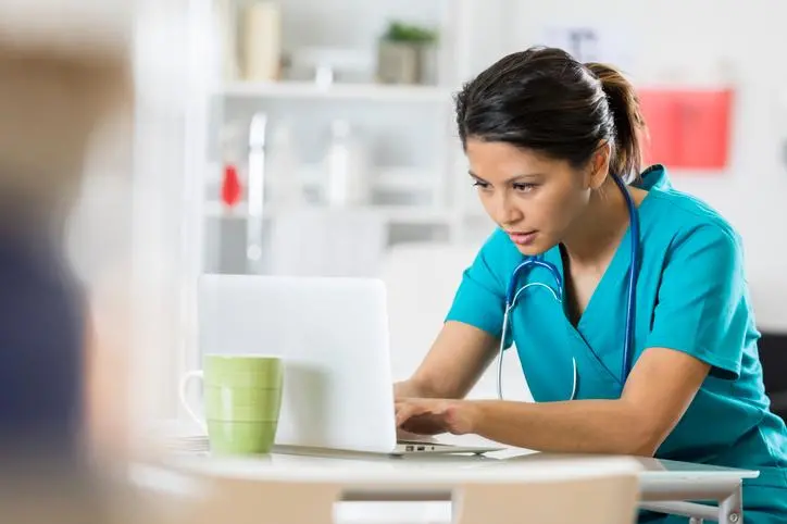 Image used for illustrative purpose.\\r\\nFemale healthcare professional uses a laptop. , Getty Images