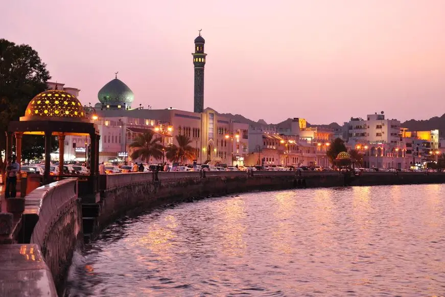 Twilight view of Muttrah corniche in Muscat, capital of Oman. Image used for illustrative purpose.