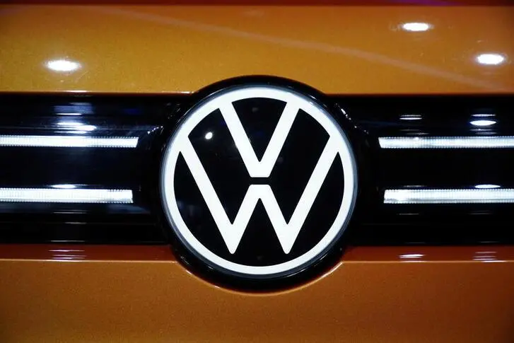 A Volkswagen logo is seen as it launches its ID.6 and ID.6 CROZZ SUV at a world premiere ahead of the Shanghai Auto Show, in Shanghai, China April 18, 2021.  , Reuters Images/Aly Song