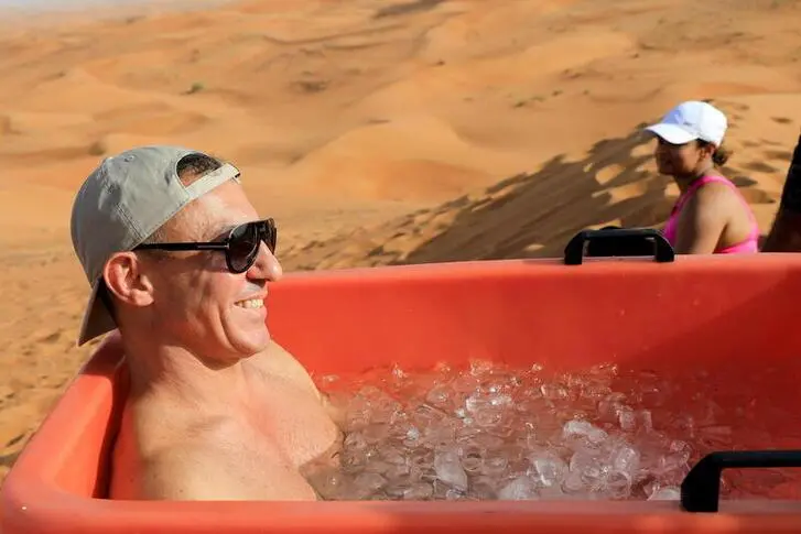 Ice baths bring relief in the heat of UAE desert