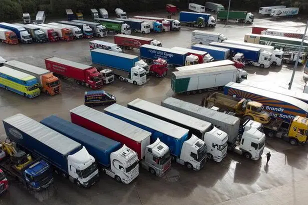 Lorries are seen at Lymm Services, Lymm, Britain, September 29, 2021. Image for illustrative purposes. , Reuters Images/Jason Cairnduff